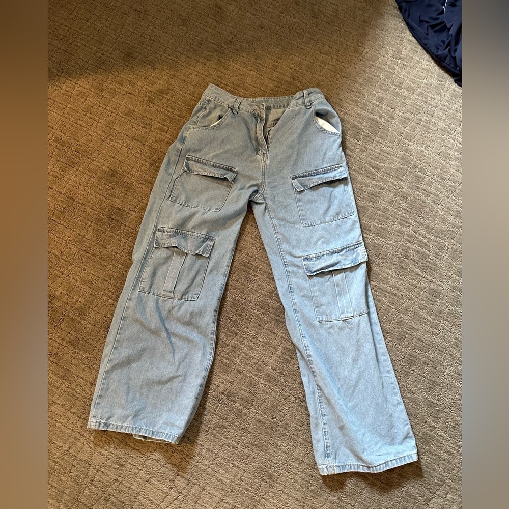 High Waist Baggy Cargo Jeans